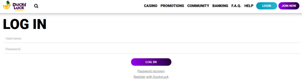 Ducky Luck Casino Login