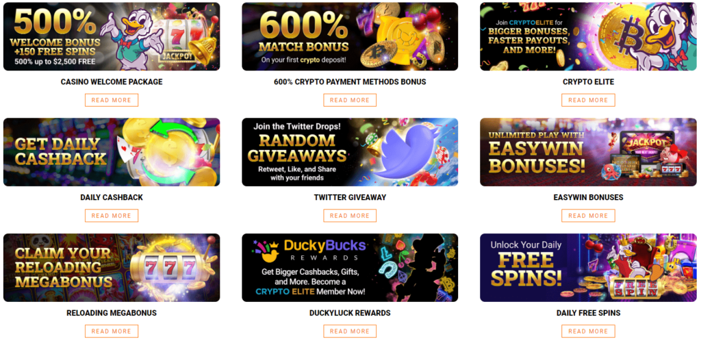 Ducky Luck Casino Promotions page